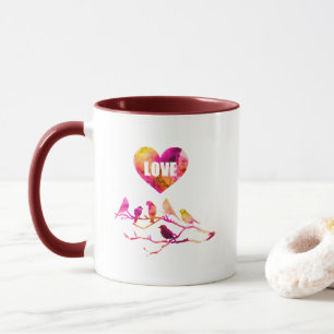 Liebesvögel Herz Tasse