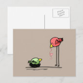Liebesvögel Herzkraut-Cartoon Postkarte (Vorne/Hinten)