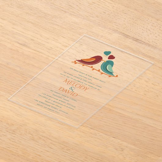 Liebesvögel Hochzeit Acryleinladungen (Ablage )