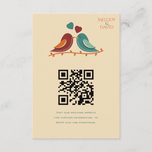 Liebesvögel Hochzeit Begleitkarte (Vorderseite)