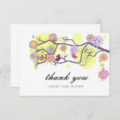 Liebesvögel Hochzeit Dankeschön Karte in Weiß (Vorne/Hinten)