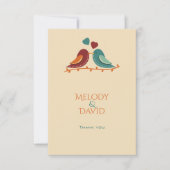 Liebesvögel Hochzeit Dankeskarte (Vorderseite)