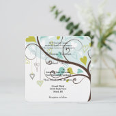 Liebesvögel Hochzeit Einladung (Stehend Vorderseite)