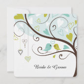 Liebesvögel Hochzeit Einladung (Rückseite)