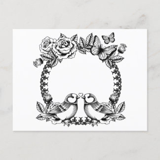 Liebesvögel Hochzeit Einladungspostkarte