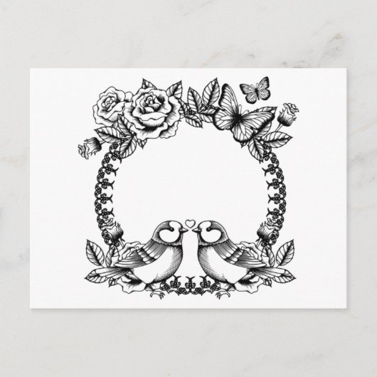 Liebesvögel Hochzeit Einladungspostkarte (Vorderseite)