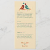 Liebesvögel Hochzeit Menükarte (Vorderseite)