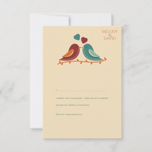 Liebesvögel Hochzeit RSVP Karte (Vorderseite)
