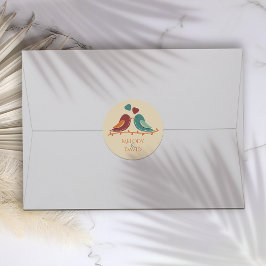 Liebesvögel Hochzeit Runder Aufkleber