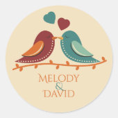 Liebesvögel Hochzeit Runder Aufkleber (Vorderseite)