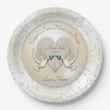 Liebesvögel Hochzeit Thema Papier Teller Namen, Da