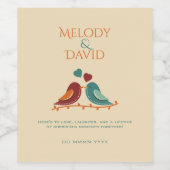 Liebesvögel Hochzeit Weinetikett (Einzelnes Label)