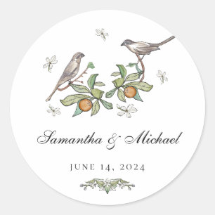 Liebesvögel Hochzeitsaufkleber Runder Aufkleber