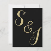 Liebesvögel Hochzeitsgold Schwarz Anpassen Einladung (Rückseite)