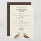 Liebesvögel Hochzeitskarte Menükarte (Vorne/Hinten)
