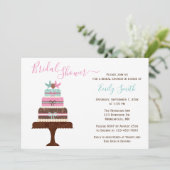 Liebesvögel Hochzeitskuchen| Zollspezifisches Brau Einladung (Stehend Vorderseite)