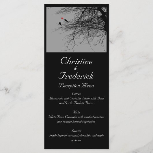 Liebesvögel, Hochzeitsmenü und Programm (Vorderseite)