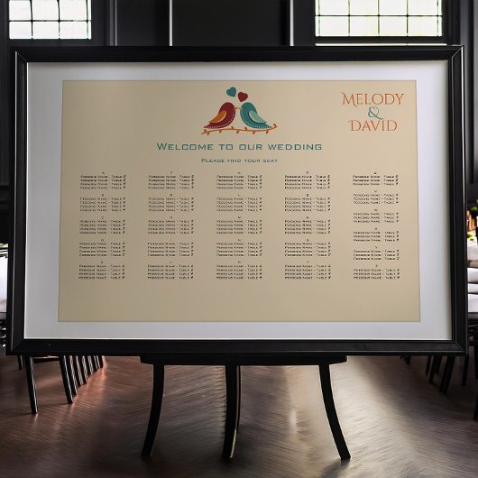 Liebesvögel Hochzeitstabelle Poster