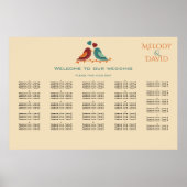 Liebesvögel Hochzeitstabelle Poster (Vorne)