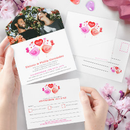 Liebesvögel Hochzeitstag Foto mit UAWG All In One Einladung