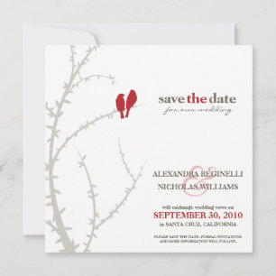 Liebesvögel - Hochzeitsterminankündigung (rot) Save The Date