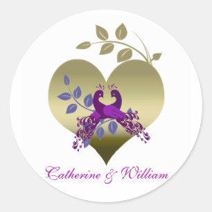 Liebesvögel Hochzeitsticker Runder Aufkleber