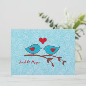 Liebesvögel Hochzeitsvorlage Einladung (Stehend Vorderseite)