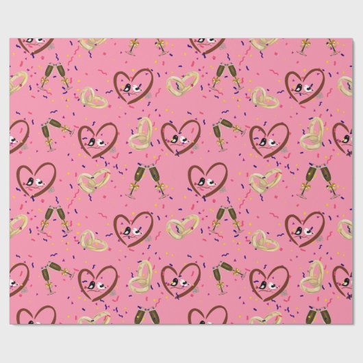 Liebesvögel Hochzeitszettel Geschenkpapier (Flach)