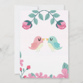 Liebesvögel im Käfig Blumen Hochzeitskarte (Rückseite)