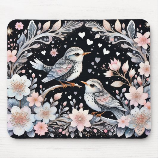 Liebesvögel im Weihnachtsgebirge Mousepad (Vorne)