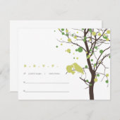 Liebesvögel in Bäumen UAWG - grün und braun RSVP Karte (Vorne/Hinten)