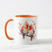 Liebesvögel in orange Valentinstag Tasse (Links)
