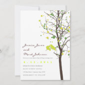 Liebesvögel in Polka Dot Tree Einladung (Vorderseite)