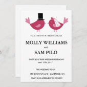 Liebesvögel individuelle Hochzeitseinladung. Einladung (Vorne/Hinten)