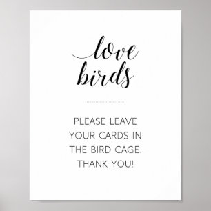 Liebesvögel Karten im Vogelkäfig Hochzeitsschild Poster