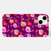 Liebesvögel Kunst Herzen rosa lila rot Case-Mate iPhone Hülle (Rückseite (Horizontal))