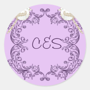 Liebesvögel Lila/Lavendel-Umschlag-Aufkleber Runder Aufkleber