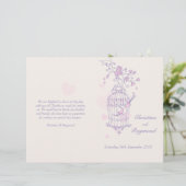 Liebesvögel lila rosa großes Hochzeitsprogramm (Stehend Vorderseite)