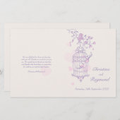 Liebesvögel lila rosa Hochzeitsprogramm (Vorne/Hinten)
