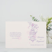 Liebesvögel lila rosa Hochzeitsprogramm (Stehend Vorderseite)