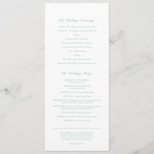 Liebesvögel minzen grünes Frühjahrsprogramm Programm (Rückseite)