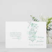 Liebesvögel minzen grünes Hochzeitsprogramm (Stehend Vorderseite)