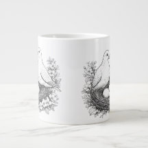 Liebesvögel mit Eiern Bleistiftskizze Kaffeetasse 