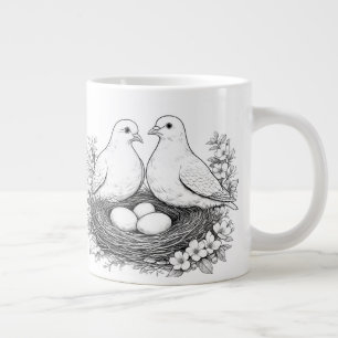 Liebesvögel mit Eiern Bleistiftskizze Kaffeetasse Jumbo-Tasse