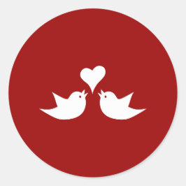 Liebesvögel mit Herz-Hochzeit Runder Aufkleber