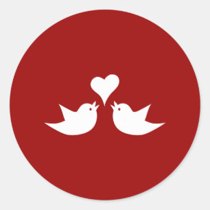 Liebesvögel mit Herz-Hochzeit Runder Aufkleber