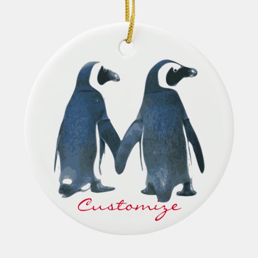 Liebesvögel Penguin Couple Thunder_Cove Keramik Ornament (Vorne)