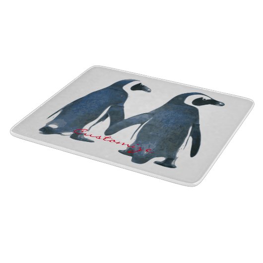 Liebesvögel Penguin Couple Thunder_Cove Schneidebrett (Ecke)