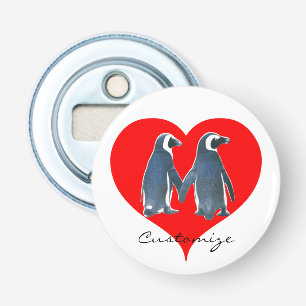 Liebesvögel Penguin Paare Rotes Herz Thunder_Cove Flaschenöffner