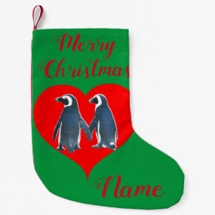 Liebesvögel Penguin Paare Rotes Herz Thunder_Cove Kleiner Weihnachtsstrumpf